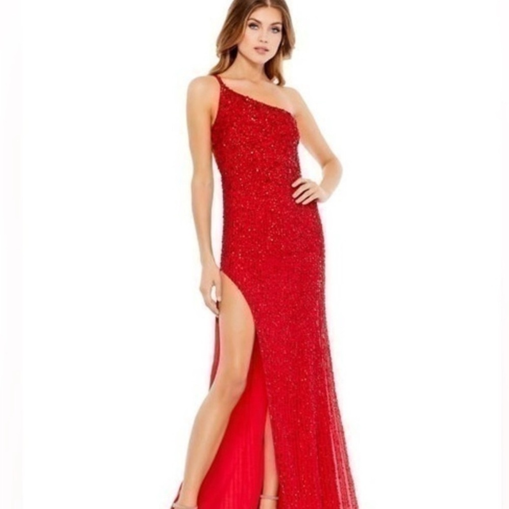 Mac Duggal Red One Shoulder Dress